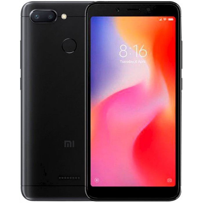 Сотовый телефон XIAOMI Redmi 6 5,45&quot;, 1920*1080, 32Gb, 3GbRAM, 12+5+5Mp черный