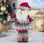 Мягкая игрушка "Дед Мороз - шубка в клетку" 14х30 см, красно-серый - фото 107089206