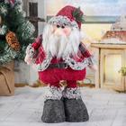 Мягкая игрушка "Дед Мороз в шубке - длинные ножки" стоит, 17х56 см, красный - фото 107089215