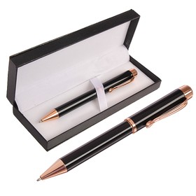 Ручка подарочная, шариковая, в кожзам футляре, поворотная, «Галант», чёрно-золотистый корпус