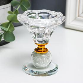 Подсвечник стекло на 1 свечу "Цветок" с бисером 8х6,5х6,5 см в Донецке