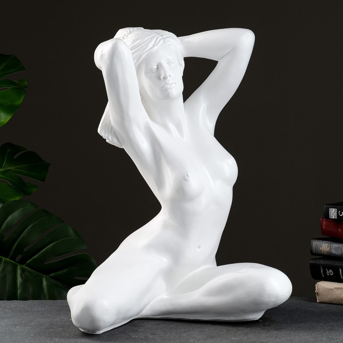 Фигура "Девушка сидя Пробуждение" белый, 33х39х51см - фото 432605