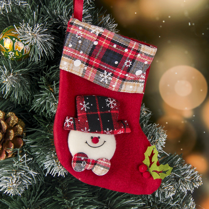 Носок для подарков "Рождественская песня" 13*17 см, снеговик