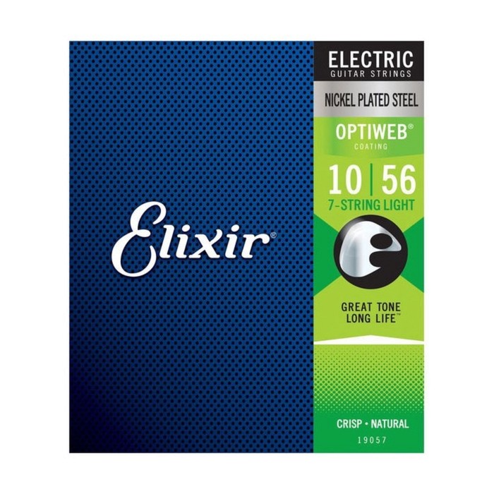 Струны для 7-струнной электрогитары Elixir 19057 Optiweb никелированная сталь, Light 10-56