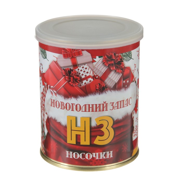 Носки в консервной банке &quot;НЗ Новогодний запас&quot; (носки женские, МИКС)