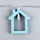 Гирлянда «Нить» 1.5 м с насадками «Дом синий», IP20, прозрачная нить, 10 LED, свечение тёплое белое, 2 × AA 3667538