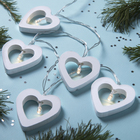 Гирлянда "Нить", 1.5 м, с насадками "Сердце белое", LED-10-3V, 2*АА, фиксинг, нить прозрачная, свечение тёплое белое