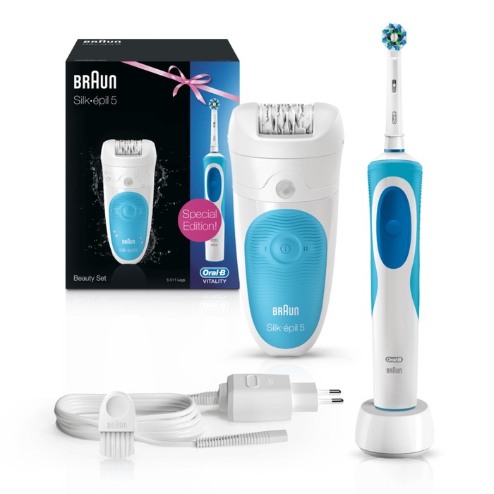 Набор эпилятор Braun 511 и электрическая зубная щётка Oral-B D12.513 Vitality Cross Action