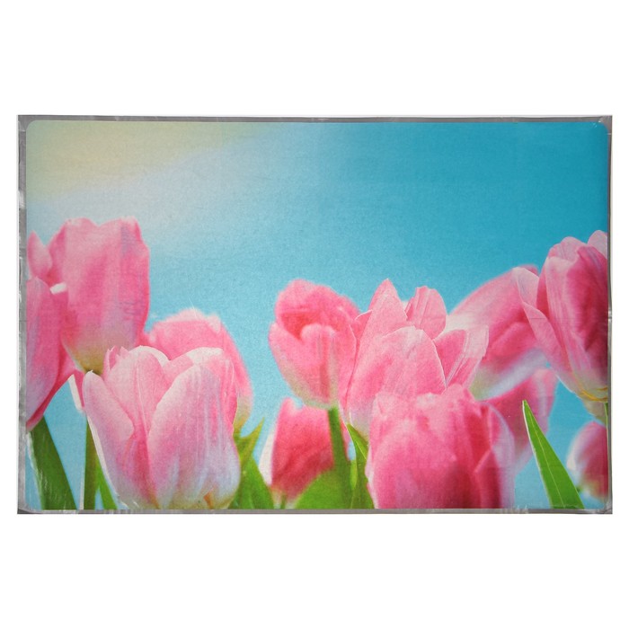 Наклейка на кафельную плитку &quot;Розовые тюльпаны на фоне неба&quot; 60х90 см