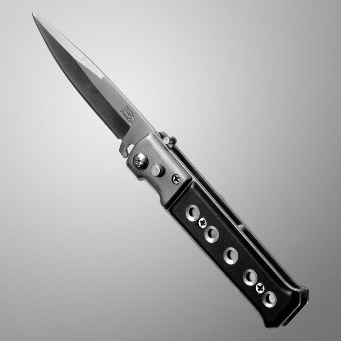 Нож складной автоматический Мастер К, рукоять хромированная (с кнопкой, фиксатором)