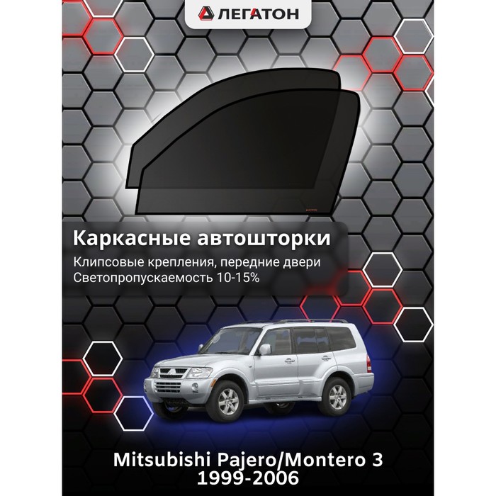 Каркасные Автошторки Mitsubishi Montero 3 г.в. 1999-2006 передние (клипсы)