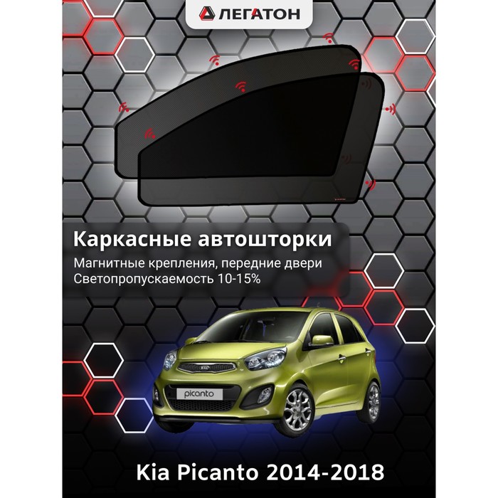 Каркасные Автошторки Kia Picanto г.в. 2011-2016 передние (магнит)