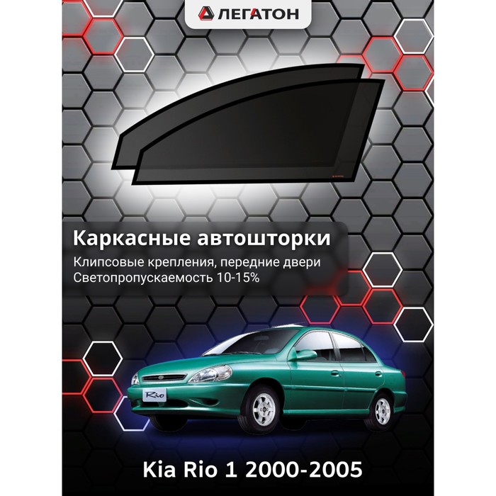 Каркасные Автошторки Kia Rio 1 г.в 2000-2005 передние (клипсы)