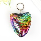Key chain textile sequins 2 sides of the Heart MIX 9,5x9 cm