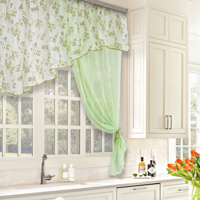 Комплект штор для кухни Византия 280х160 см, цв. св.зеленый правая, пэ 100%