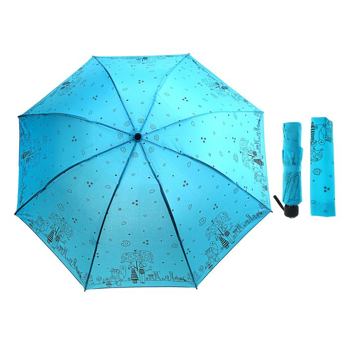 Зонт механический &quot;Прогулка влюблённых&quot;, R=56,5см, цвет голубой