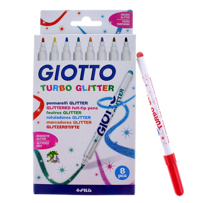 Фломастер 8. Фломастеров Giotto Turbo glitter. Giotto набор фломастеров Turbo glitter, 8 шт.. Фломастеры Giotto с блестками. Фломастеры 8цв.Giotto Turbo glitter/425800.