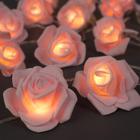 Гирлянда «Нить» 5 м с насадками «Розы светло-розовые», IP20, прозрачная нить, 20 LED, свечение тёплое белое, 220 В - фото 6608290