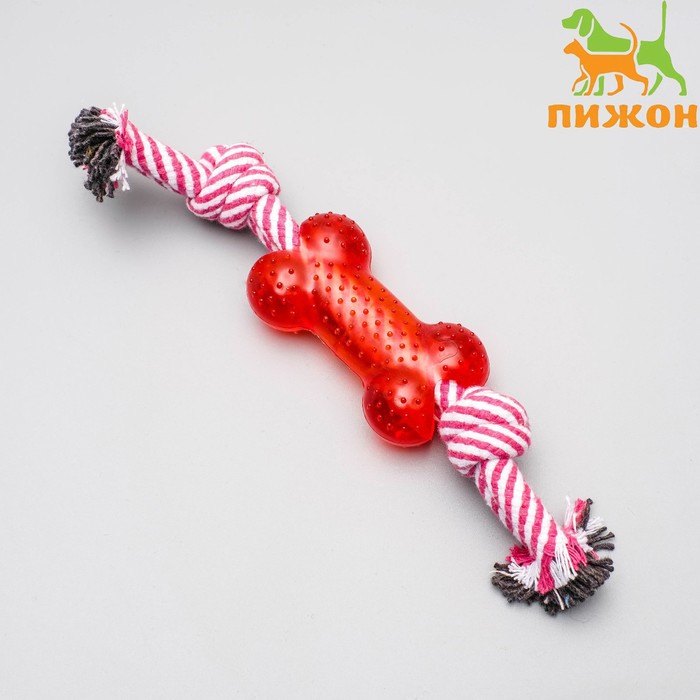 Игрушка канатная двойная с косточкой, до 90 г, до 26 см, микс цветов