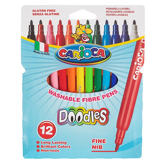 Фломастеры 12цв Carioca Doodles 2.2 мм, бл 42772