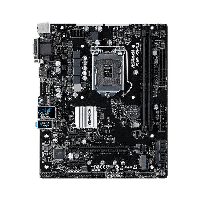 Материнская плата Asrock H310M-HDV/M.2 Soc-1151v2 Intel 2xDDR4 mATX AC97 GbLAN+VGA+DVI+HDMI   394089