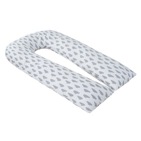 Наволочка к U-образной подушки для беременных, размер 34×170 см, облака серый
