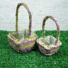 Набор корзин «Бантик», 2 шт, 18×18×13/39 см, 14×14×10/31 см, трава Набор корзин «Бантик», 2 шт, 18×18×13/39 см, 14×14×10/31 см, трава