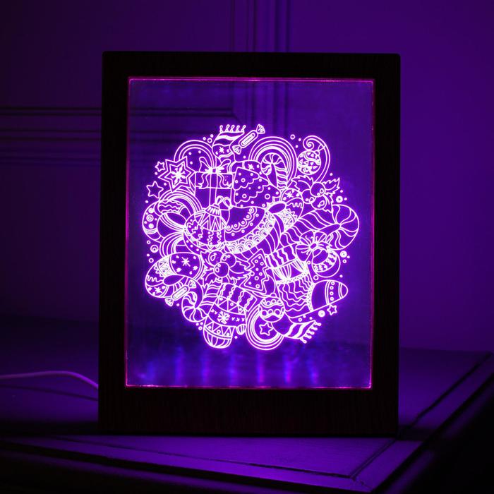 Рамка светящаяся, &quot;Игрушки&quot; 13,5 х 17 см, USB, 5V , 10 LED, RGB