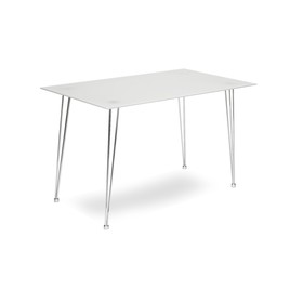 Обеденный стол DA 1012, 1200 х 700 х 750 мм, калёное стекло 8 мм, хром, цвет белый