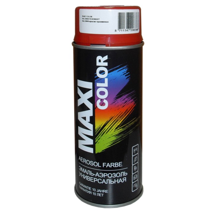 Эмаль-аэрозоль MAXI COLOR RAL3000, красно-оранжевая, 400 мл