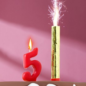 The candle for the cake figure is the Oval, red "5" + fountain