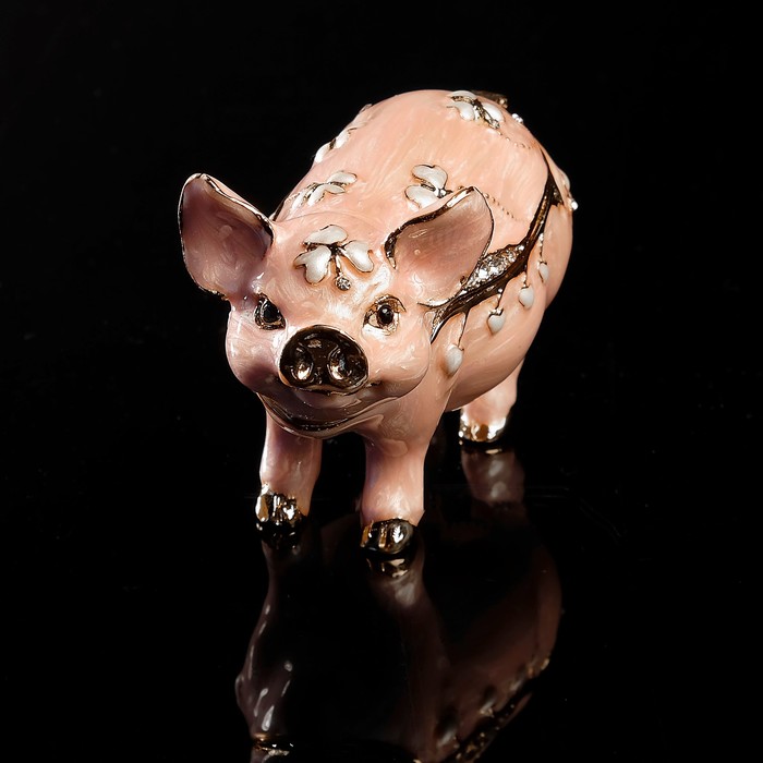 Шкатулка «Свинья», 3,7×8×5,5 см, с кристаллами Сваровски