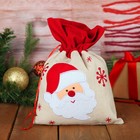 Мешок для подарков «Дед Мороз и снежинки», на завязках, 29 × 22 см - фото 930713