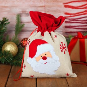 Мешок для подарков "Дед Мороз и снежинки" на завязках, 29 х 22 см