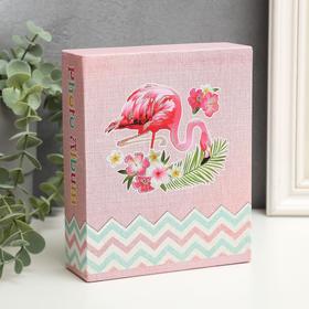 Фотоальбом на 40 фото 10х15 см "Фламинго в цветах" блёстки, в коробке МИКС 17х14х5 см