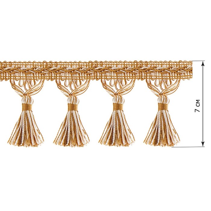 Бахрома в рулоне  (25 м), цвет молочный/золотой
