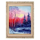 Алмазная мозаика «Закат в зимнем лесу», 24 цвета, без рамки - фото 8104888