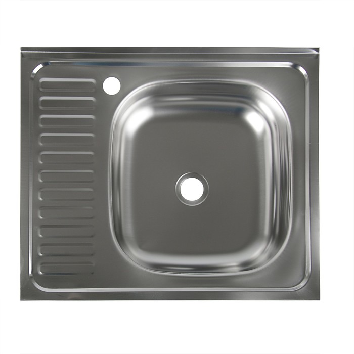 Мойка кухонная "Владикс", накладная, без сифона, 60х50 см, правая, нержавеющая сталь 0.4 мм