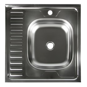 Мойка кухонная "Владикс", накладная, без сифона, 60х60 см, правая, нержавеющая сталь 0.4 мм