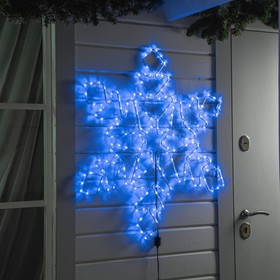 Светодиодная фигура «Снежинка», 95 см, дюралайт, 216 LED, 220 В, мерцание, свечение синий/белый