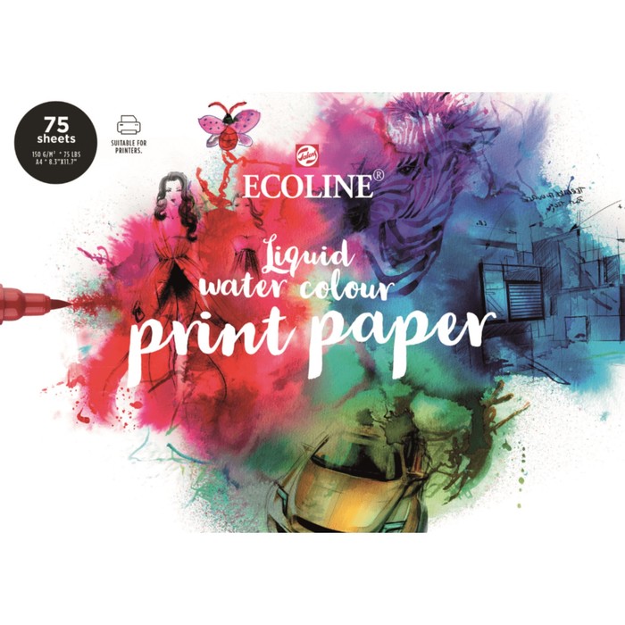 Альбом Акварель ГП А4 210*297 Royal Talens Ecoline Printer Paper 75л 150г/м² скл Satin