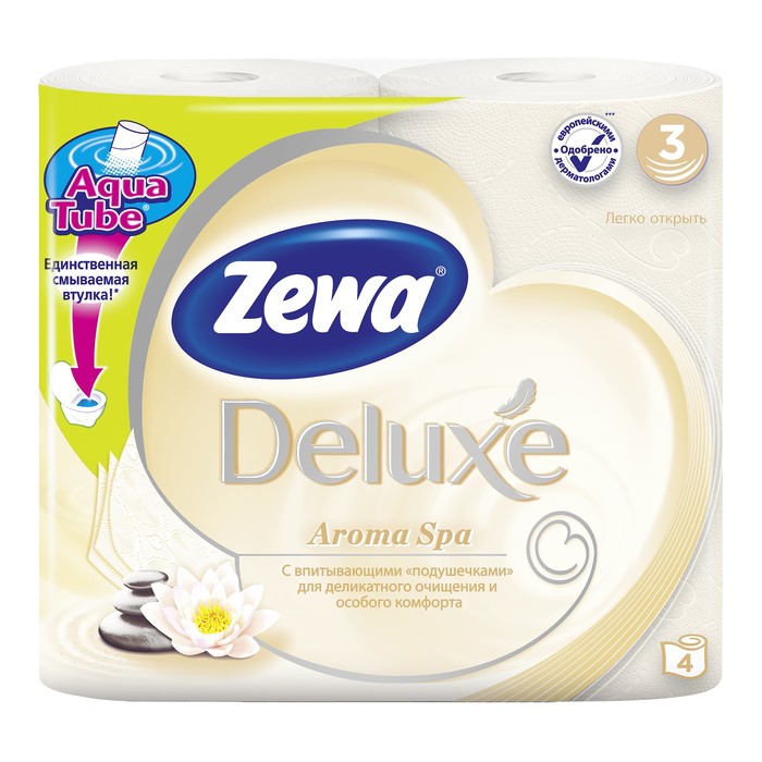 Туалетная бумага Zewa Deluxe АромаСпа, 3 слоя, 4 рулона