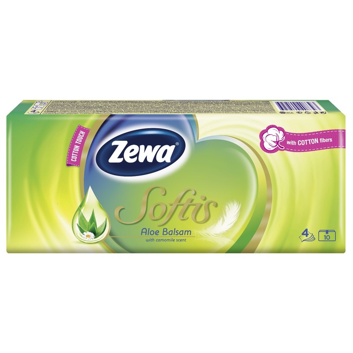 Носовые платки Zewa Softis Aloe Balsam, 10 упак. по 9шт