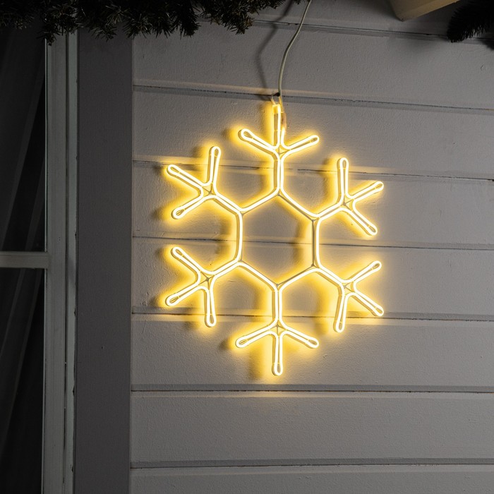 Неоновая фигура «Снежинка», 50 см, 480 LED, 220 В, свечение тёплое белое - фото 547552