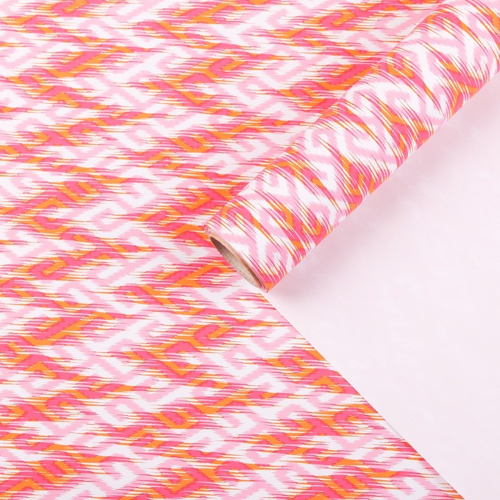 Бумага для декорирования, "Скандинавский узор", красно-розовый, 0,7 х 10 м