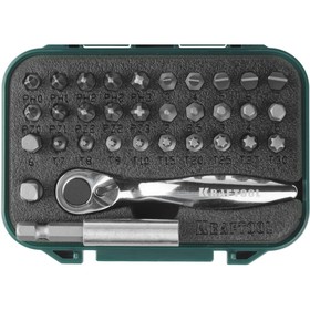 Набор бит KRAFTOOL 26157-H33, мини трещотка, 1/4", 33 предмета 3911579
