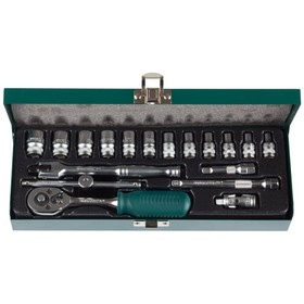 Набор торцовых головок KRAFTOOL 27890-H18, 1/4", универсальный, Cr-V, кейс, 18 предметов 3911337