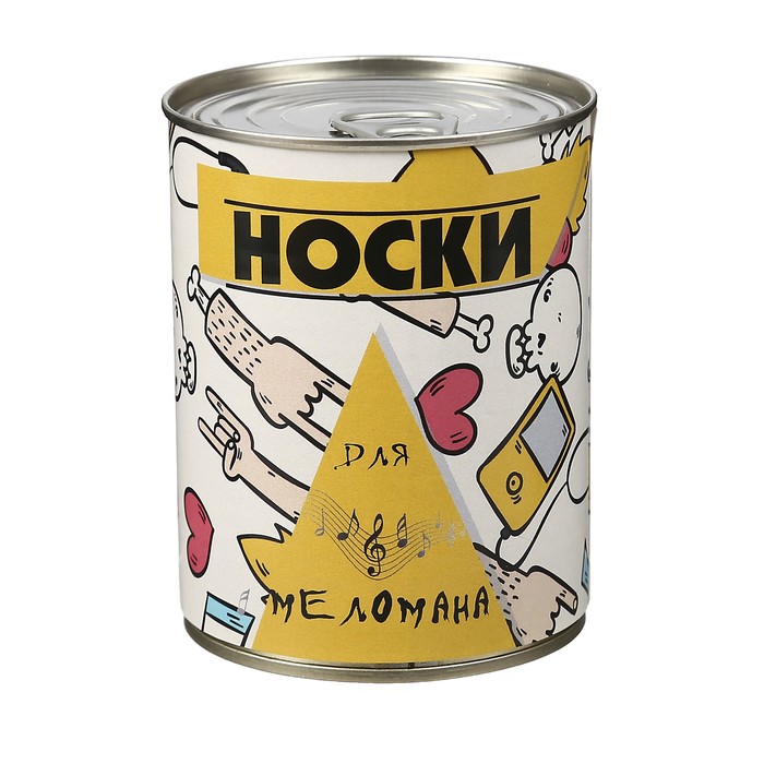 Носки в консервной банке &quot;Носки для меломана&quot;  (носки мужские, цвет микс)