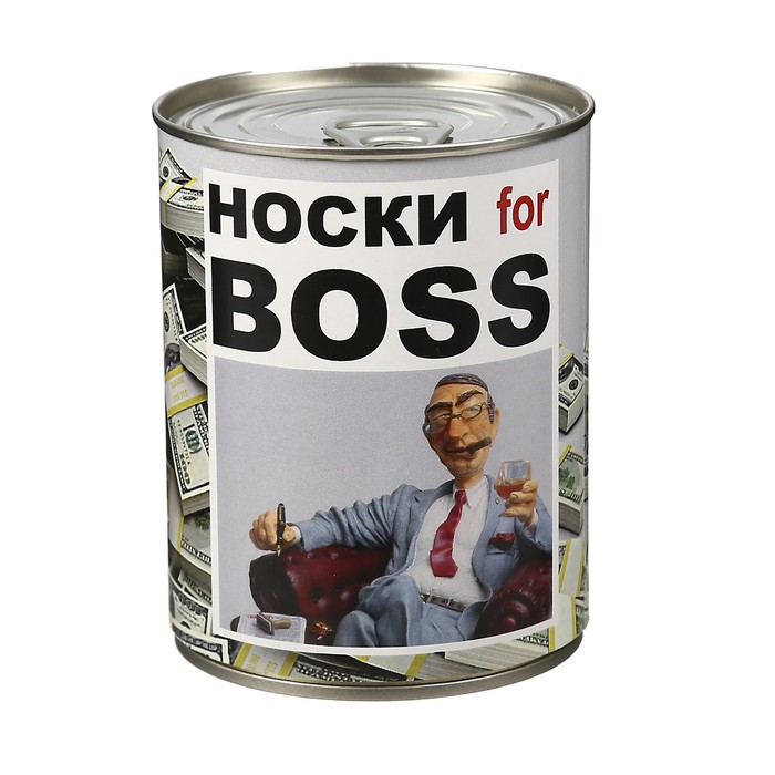 Носки в консервной банке &quot;Носки for BOSS&quot;  (носки мужские, цвет микс)