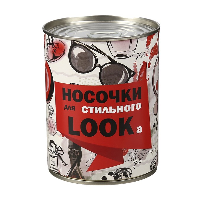 Носки в консервной банке &quot;Носочки для стильного LOOKа&quot; (носки женские, цвет микс)